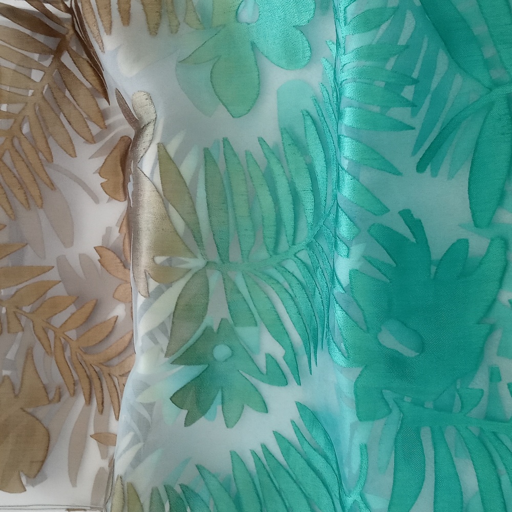 Kavita 100% Silk Aqua Painted Long Scarf In Teal, Sky Blue & Earth Tone Browns - Picture 3 of 15